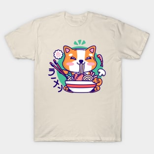 Cute Akita Eat Ramen - Kawaii T-Shirt